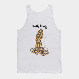 Pretty Deadly Blue Ring Octopus Art Black Text Tank Top